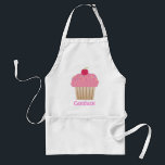 Tablier personnalisé Cupcake rose<br><div class="desc">Cuisinez dans le style avec ce tablier de cupcake personnalisé mignon ! Cliquez sur "customiser" pour obtenir les options de police. Coordonner les éléments disponibles à l'adresse www.gem-ann.com (magasin Zazzle).</div>