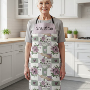 Tablier personnalisé de grand-mère vintage floral