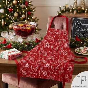 Tablier personnalisé de Noël Cardinal rouge