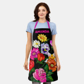Tablier Personnalisé dessiné à la main mignon peinture flo (Porté)