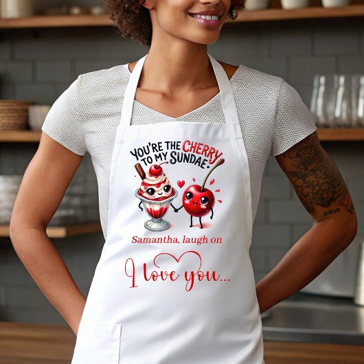 Tablier personnalisé drôle nourriture romantique S