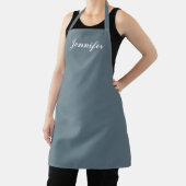 Tablier Personnalisé Dusty Blue Modern Script Femme Chef (Insitu)