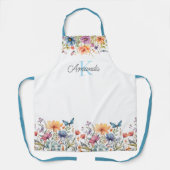 Tablier personnalisé en fleurs et papillons (Recto)