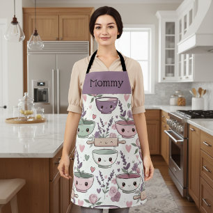 Tablier Personnalisé Équipe de Cuisine Fleurie Sou