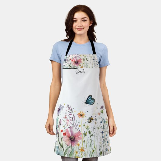 Tablier personnalisé Fleurs sauvages (Porté)