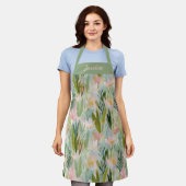 Tablier Personnalisé Floral Vert Sauge Fantaisiste (Porté)
