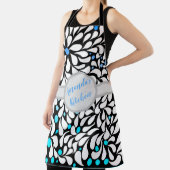 Tablier Personnalisé Gras fleurs modernes bleu turquoise o (Insitu)