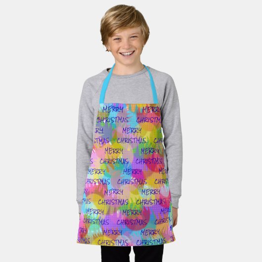 TABLIER PERSONNALISÉ JOYEUX DE COULEUR ÉPARGNÉE NOËL (Porté)