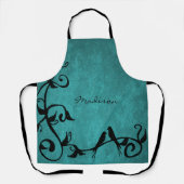 Tablier personnalisé Lovebirds turquoise (Recto)