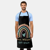 Tablier Personnalisé Moderne Cute Rainbow Enseignant (Porté)