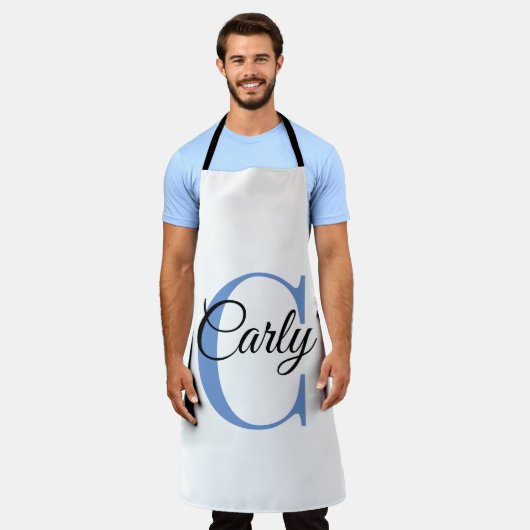 Tablier personnalisé monogramme - Périwinkle (Porté)