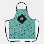 Tablier Personnalisé | Monogramme | TURQUOISE | Floral | A (Recto)