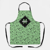 Tablier Personnalisé | Monogramme | Vert | Floral | MÈRE (Recto)