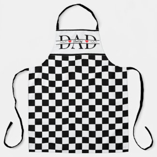 Tablier Personnalisé Noir Damier Rétro Papa Meilleur Chef