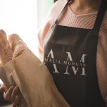 Tablier personnalisé noir monogramme<br><div class="desc">Cuire dans le style avec ce tablier Monogram Black Personnalisé. Doté d'un design noir élégant et d'un monogramme personnalisable, cet tablier ajoute une touche de sophistication à toute cuisine. Fabriqué à partir de matériaux durables et de haute qualité, il offre confort et protection, ce qui le rend parfait pour les...</div>
