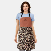 Tablier Personnalisé Noms Leopard Apron luxe chic (Porté)