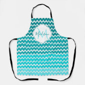 Tablier personnalisé Ombre Chevron turquoise (Recto)