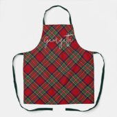 Tablier Personnalisé Plaid Rouge Vert Rustique Stewart Tar (Recto)
