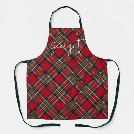 Tablier Personnalisé Plaid Rouge Vert Rustique Stewart Tar (Recto)