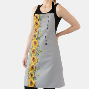Tablier Personnalisé Prénom Fleurs de soleil Jaune