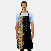 Tablier Personnalisé Prénom Fleurs de soleil Jaune (Porté)