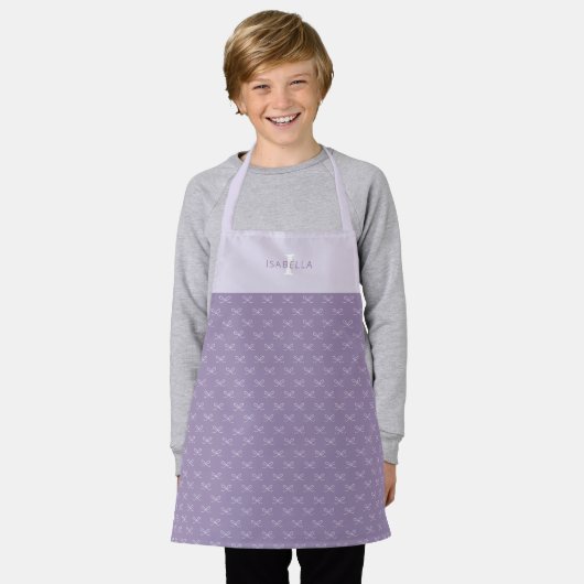 Tablier Personnalisé Purple Simple Bow Motif Kids (Porté)