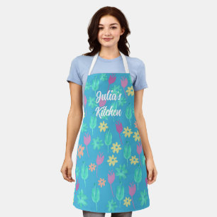 Tablier Personnalisé Tulipe Apron bleu rose jaune