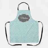 Tablier personnalisé turquoise Chevron (Recto)
