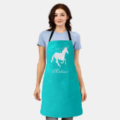Tablier personnalisé Turquoise Unicorne (Porté)