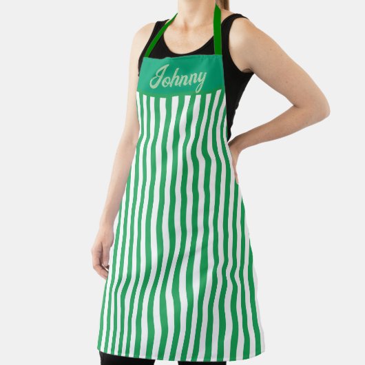 Tablier Personnalisé vert rayé (Insitu)