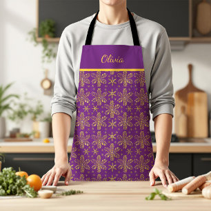 Tablier Personnalisé Violet et Or