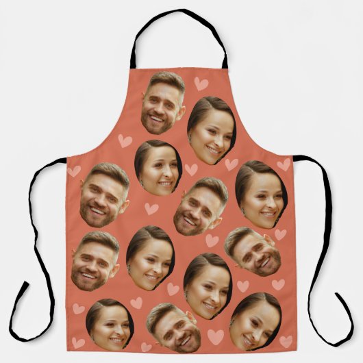 Tablier Personnalisé Visage Coeur Drôle Couple Motif (Recto)