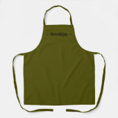 Tablier personnaliser changer le nom texte blanc olive mou (Recto)