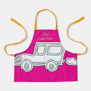 Tablier Personnaliser Enfant de Funny Car Rose Chaud Artis