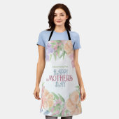 Tablier Personnaliser Four Flowers Aquarelle Fête des mère (Porté)