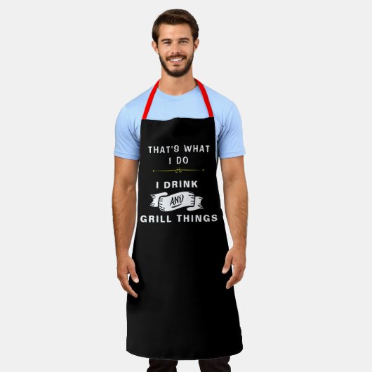 Tablier Personnaliser Funny Je Bois & I Grill Chef Baker  (Porté)