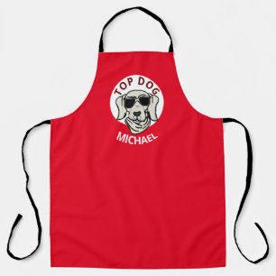 Tablier Personnaliser le nom Top Dog Funny Chef Apron #dad