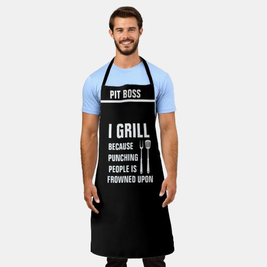 Tablier Personnaliser l'opinion Drôle Chef Attitude Grill  (Porté)