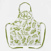 Tablier Personnaliser Monogramme de Feuille d'Olivier Chic (Recto)