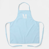 Tablier Personnaliser monogramme initial bleu clair blanc (Recto)