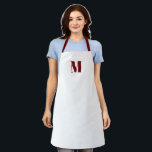 Tablier Personnaliser monogramme initial bordeaux marron b<br><div class="desc">Personnaliser monogramme premier vin de marron bordeaux blanc Apron Unisex. Disponible en plusieurs tailles. Idéal pour les cuisiniers, chefs, poteries, céramiques, arts et artisanat, travail, cuisine, cuisine, boulangerie, barbecue, grill, mais aussi les entreprises et les magasins, etc</div>