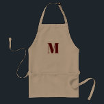 Tablier Personnaliser monogramme initial bordeaux marron b<br><div class="desc">Personnaliser monogramme initial bordeaux marron blanc Adulte Apron</div>