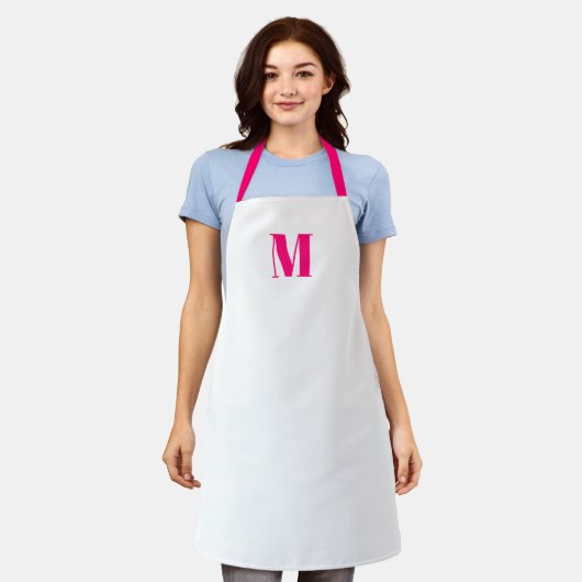 Tablier Personnaliser monogramme initial chaud rose fuchsi (Porté)