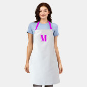 Tablier Personnaliser monogramme initial magenta rose blan (Porté)