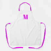 Tablier Personnaliser monogramme initial magenta rose blan (Recto)