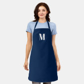 Tablier Personnaliser monogramme initial marine bleu blanc (Porté)