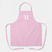 Tablier Personnaliser monogramme initial rose clair blanc (Recto)