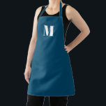 Tablier Personnaliser monogramme initial turquoise bleu bl<br><div class="desc">Personnaliser monogramme initial turquoise bleu blanc Apron Unisex. Disponible en plusieurs tailles. Idéal pour les cuisiniers,  chefs,  poteries,  céramiques,  arts et artisanat,  travail,  cuisine,  cuisine,  boulangerie,  barbecue,  grill,  mais aussi les entreprises et les magasins,  etc</div>