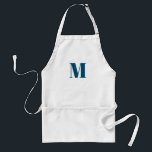 Tablier Personnaliser monogramme initial turquoise bleu bl<br><div class="desc">Personnaliser monogramme initial turquoise bleu blanc Adulte Apron</div>