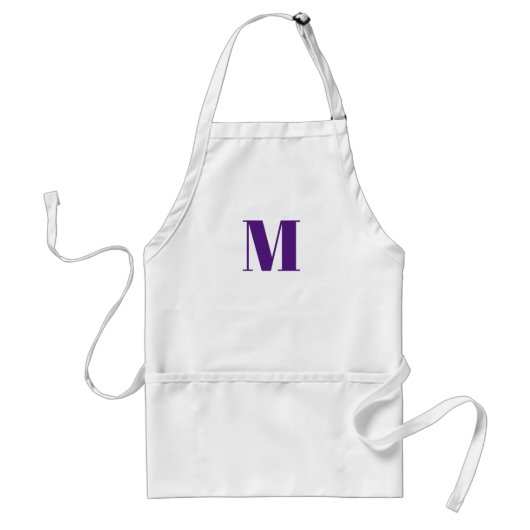 Tablier Personnaliser monogramme initial violet violet bla (Devant)